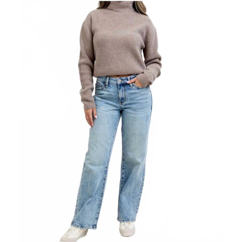 NEW JUDY BLUE heather mid rise rigid magic straight jeans in blue